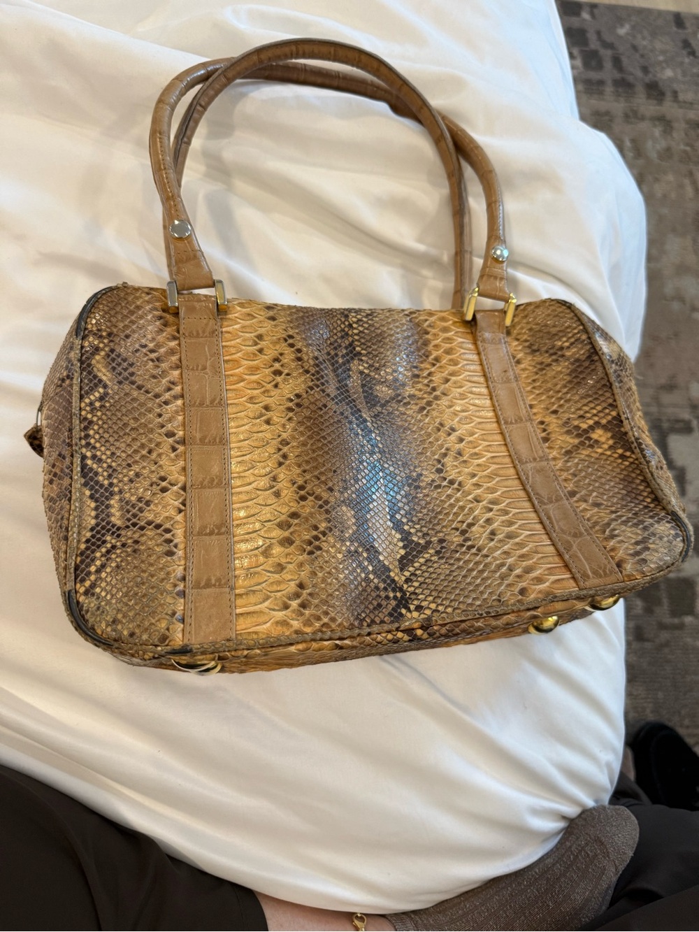 Vintage Colombetti Milano Snakeskin imprint Satchel – Italian Luxury Handbag - Picture 8 of 12